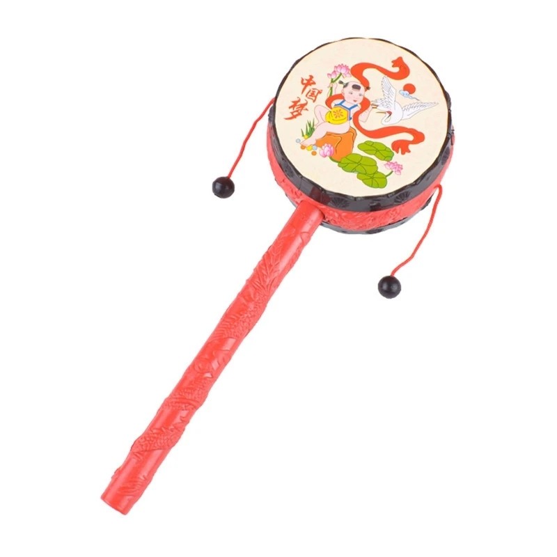 5pcs Shaking Drum Toy for Baby Cartoon Rattle Handbell Monkey Drum Soothe Toy Kids Tambourine Orff Music Instrument Gift