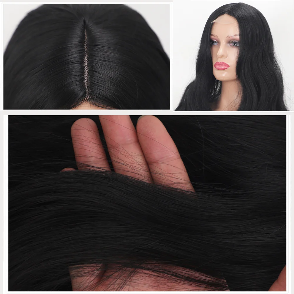 20 inch Loose Wave Lace Front Wig Synthetic Natural Black Hair Extension Doria Long Curly Easy Wear White Cosplay Wigs For Women - Image 5