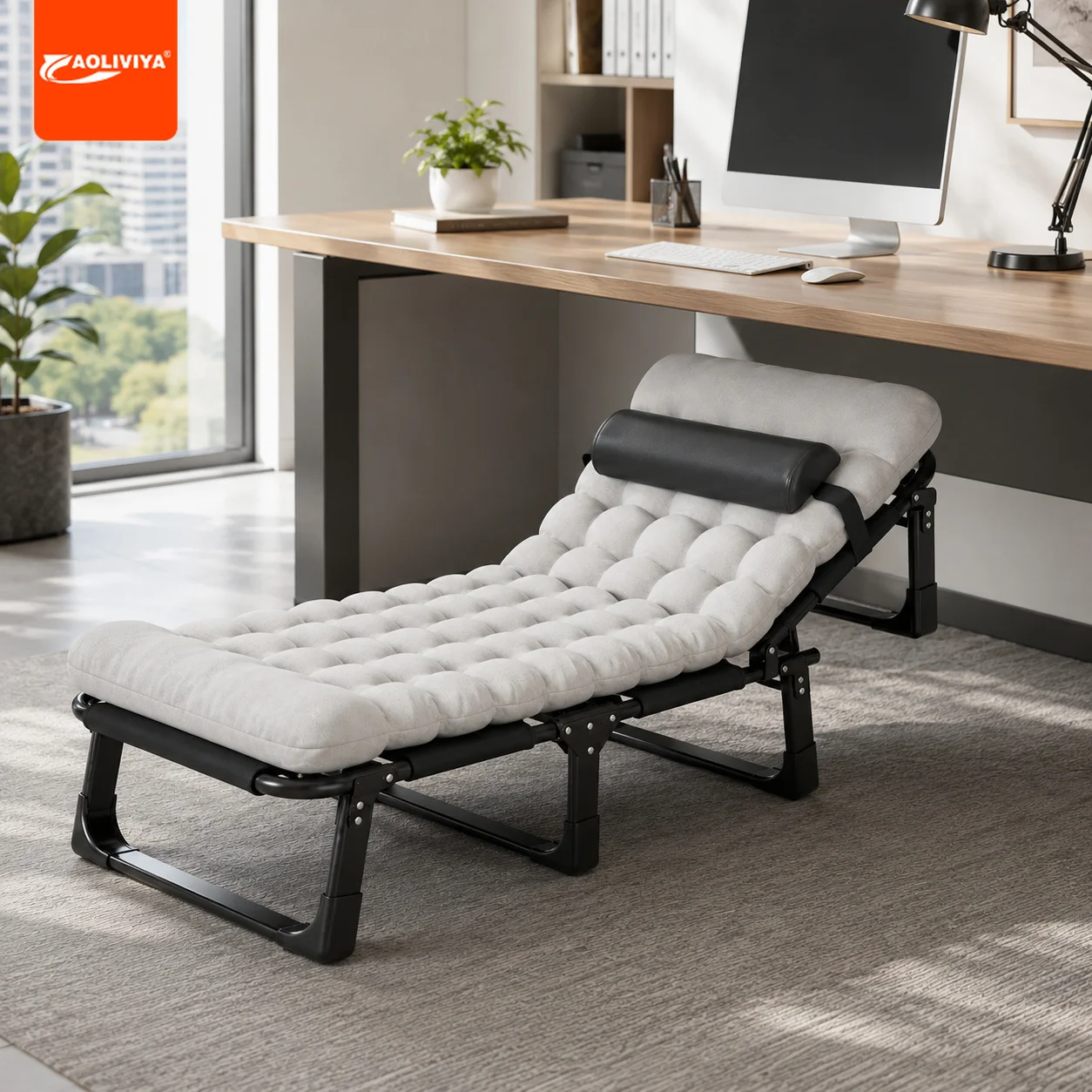 Cama Plegable Portátil AOLIVIYA, Cama Individual Reclinable para Dormitorio, Oficina, Hospital, Descanso, Cama de Acompañamiento