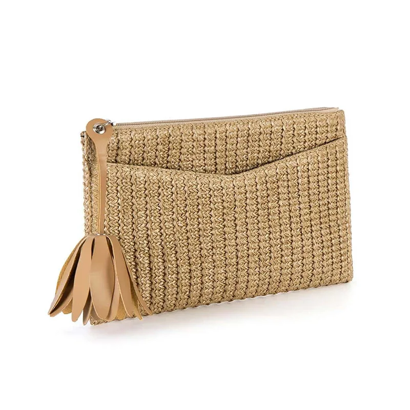 

Straw Clutch Purses for Women Summer Beach Handbag Woven Purse Wicker Rattan Envelope Clutch for Wedding Zipper Messenger Bags