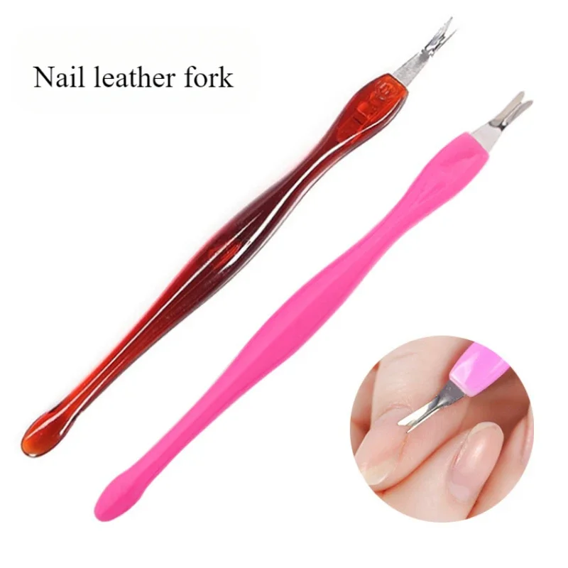 Nail Tools Stainless Steel Cuticle Spatula Exfoliating Nails Wine Red Cuticle Fork Stainless Steel Tip