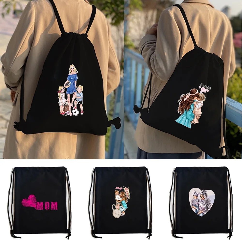 Sport Drawstring Gym Bag 2024 Mom Printed Sack Sport Fitness Travel Outdoor Backpack Shopping Bags Swimming Basketball Yoga Bags