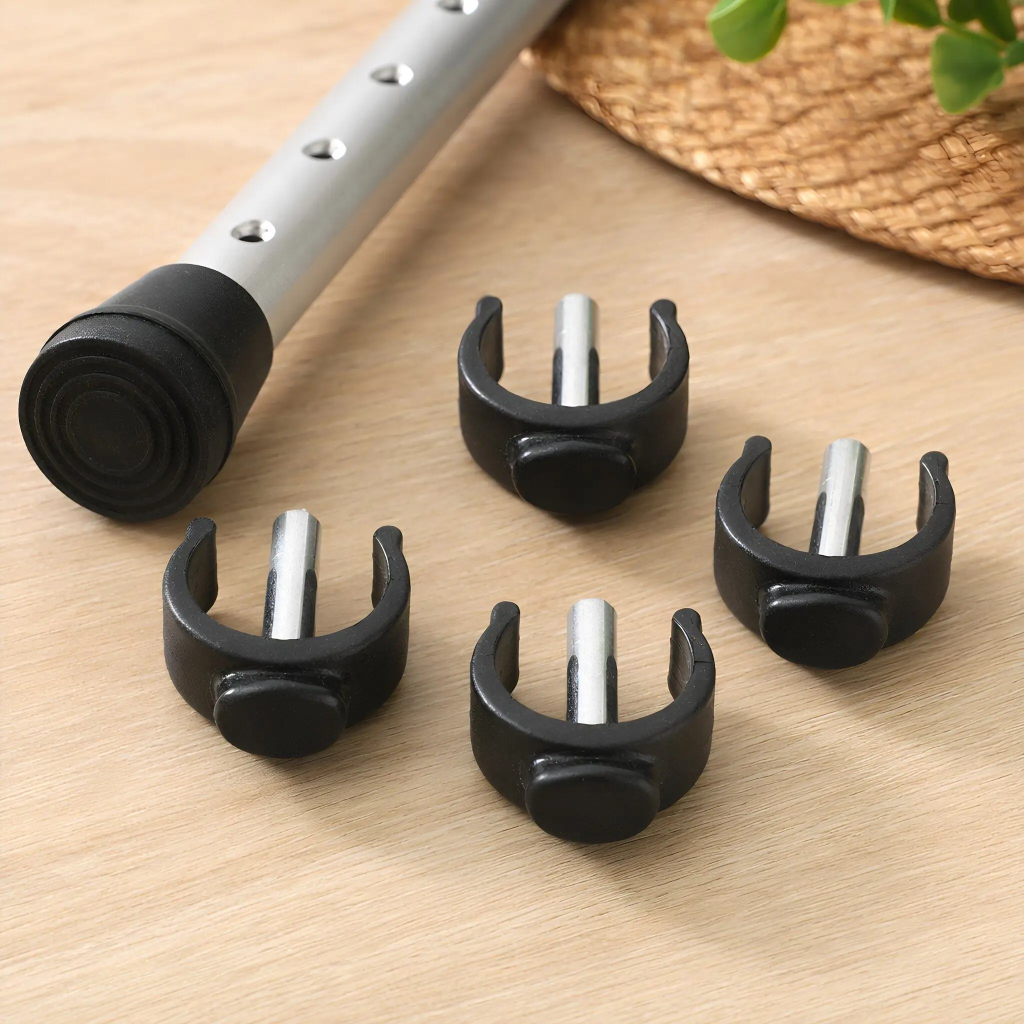 4Pcs Walking Cane Accessories Cane Holder ABS Steel Locking Clips Non Slip C Shape Latch for Crutches and Walking Sticks