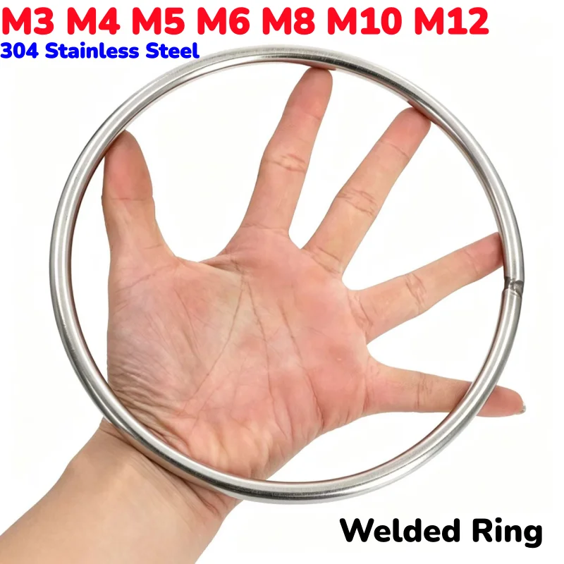 M3 M4 M5 M6 M8 M10 M12 304 Stainless Steel Solid Welded Ring Circle O-Ring Suspension Ring Hammock Yoga Connection Rings