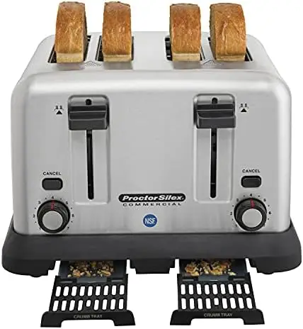 

4-Slot Toaster with Crumb Tray, Stainless Steel, NSF Certified, Long-Life Heating Elements - 24855