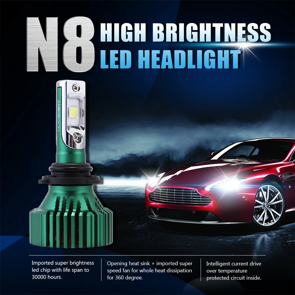 NOVSIGHT H4 led HB2 9003 H7 H11 H8 H9 Car Led Headlights 9V-32V 60W 16000LM 9005 9006 Play and Plug Fog Light Lamps Bulbs 6500K