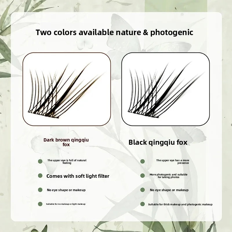 Kein Kleber, selbstklebende falsche Wimpern, natürlich, voluminös, flauschig, geflügelter Fuchs-Stil, chinesische Wimpern für Anfänger, 12–14 mm – Detail 5