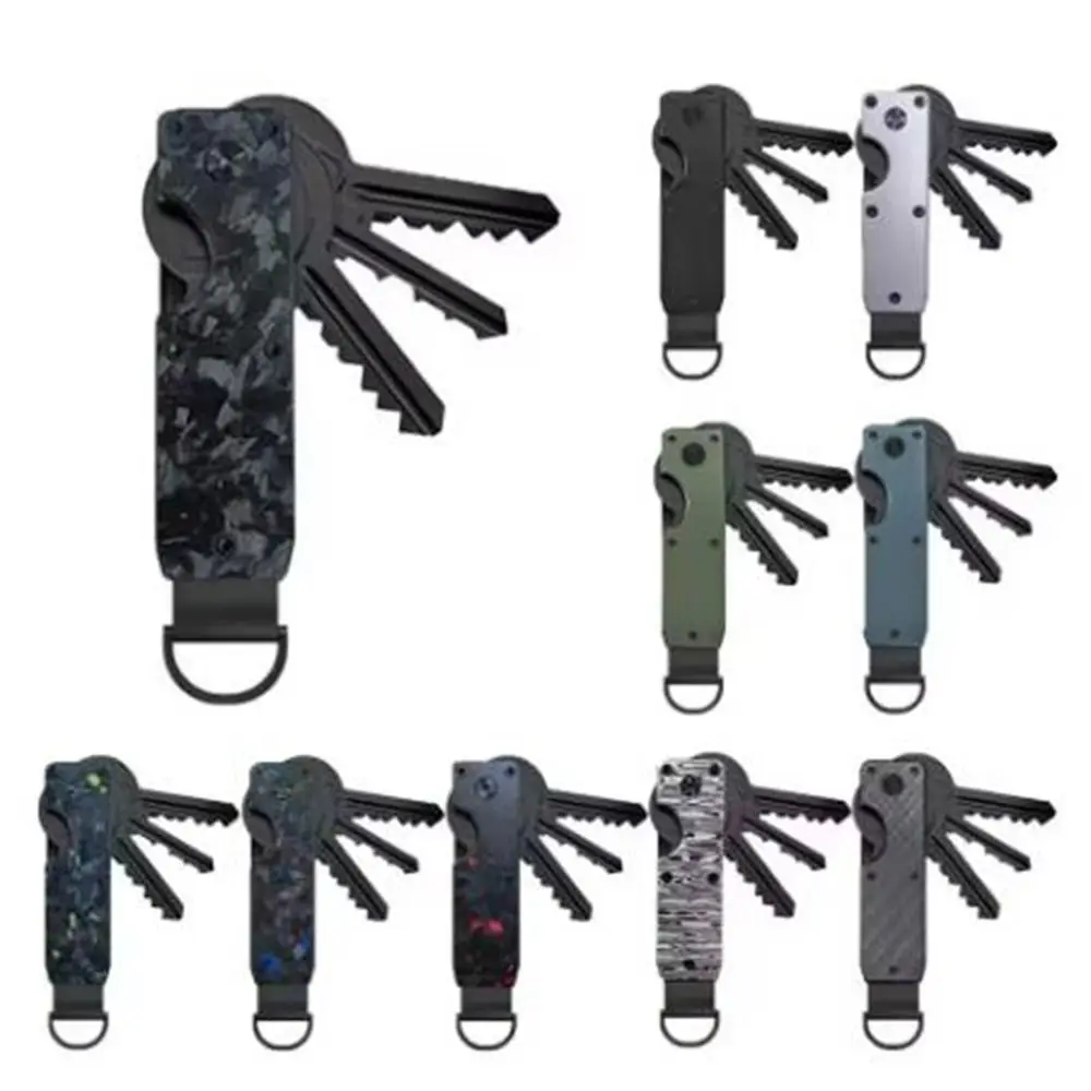 

Carbon Fiber Metal Key Organizer Innovative Anti-Lost Key Case Holder Holds 2-6 Keys with Screwdriver Metal Key Chain