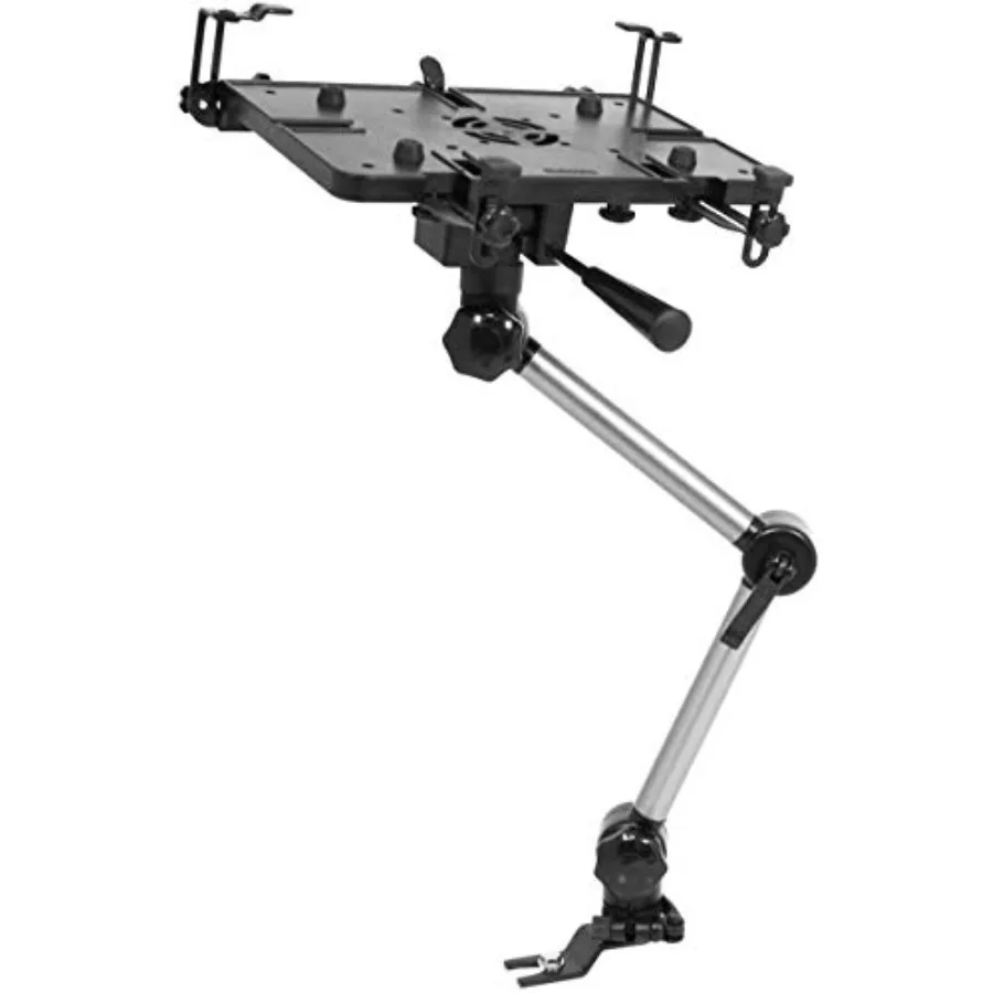 Standard vehicle laptop mount for cars and trucks aluminum alloy construction black finish adjustable and vibration-dampened fo