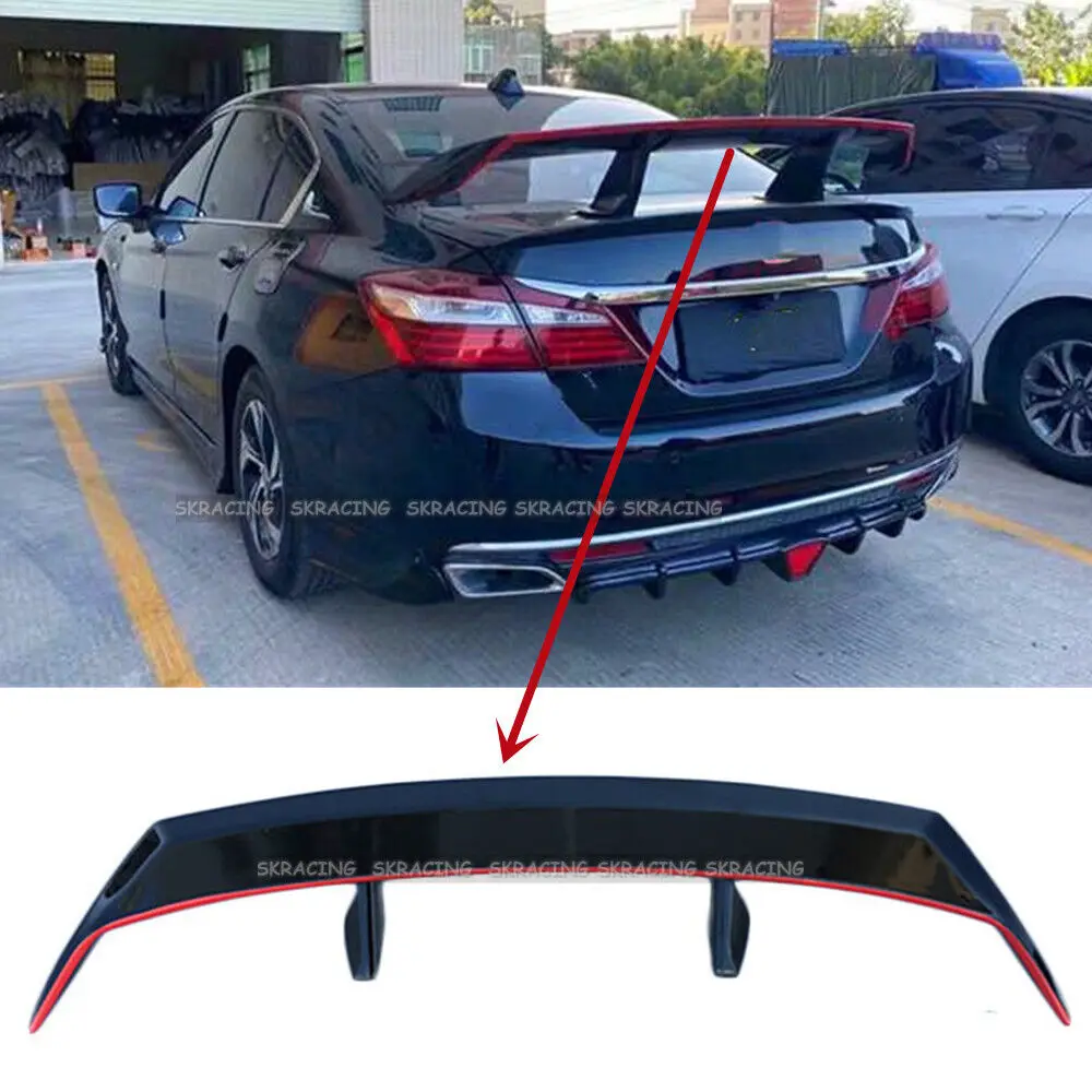 NEW STYLE Trunk Lid Spoiler For 2013-2017 Honda Accord 4DR Sedan Red+Black    Wing Car Accessories Bodykit