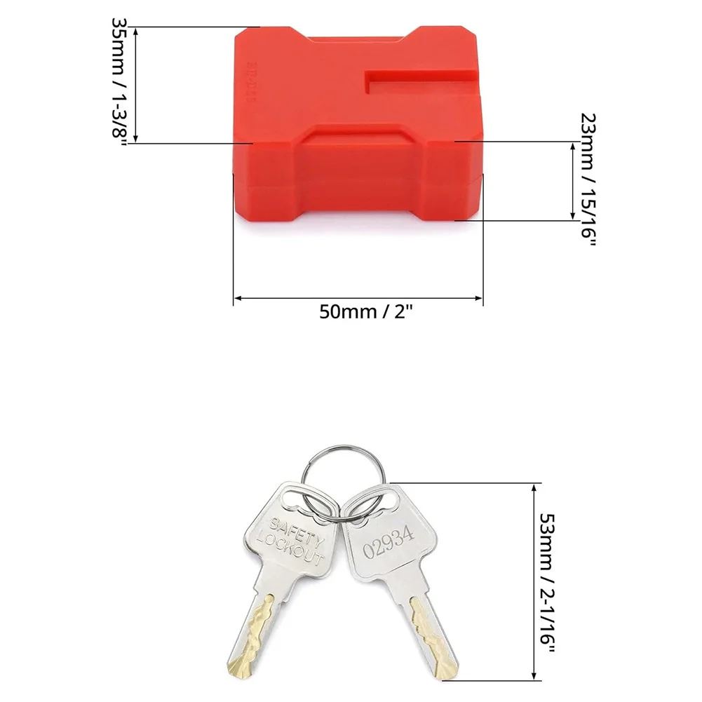 Red ABS Wire Lock Set 2pcs with 4 Keys for Two Prong Three Prong Cords Prevents Accidental Disconnection and Power Outages