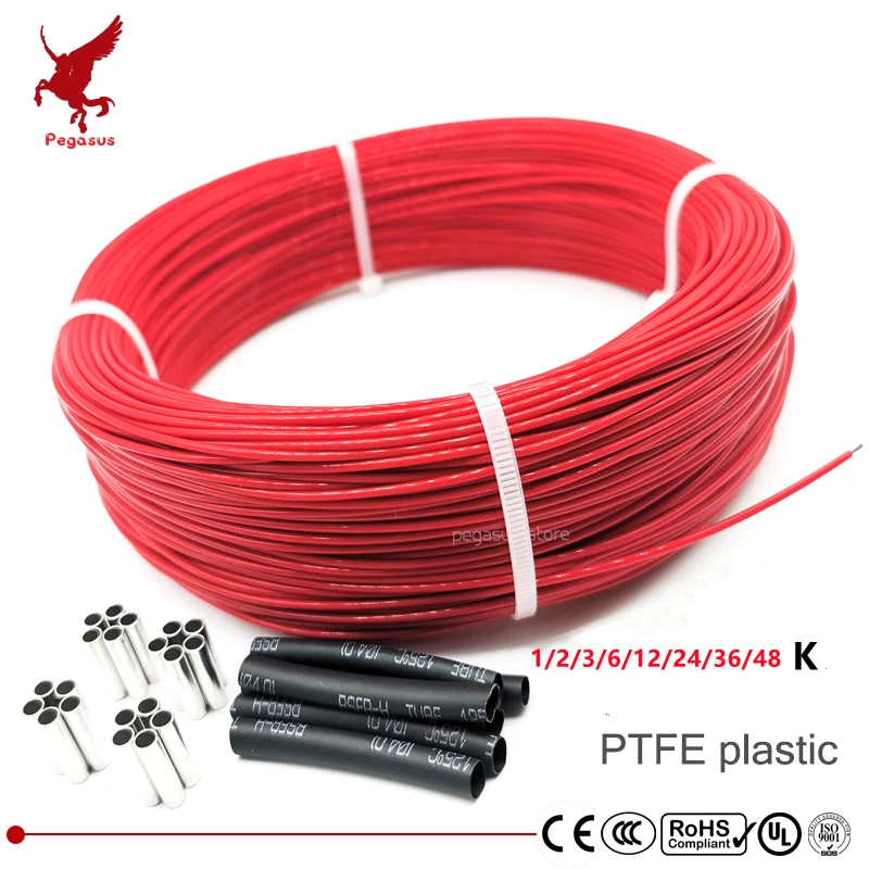 

FEP PTFE PFA PVDF 12K 100m carbon fiber heating cable, floor heating wire, new infrared high-quality heating cable