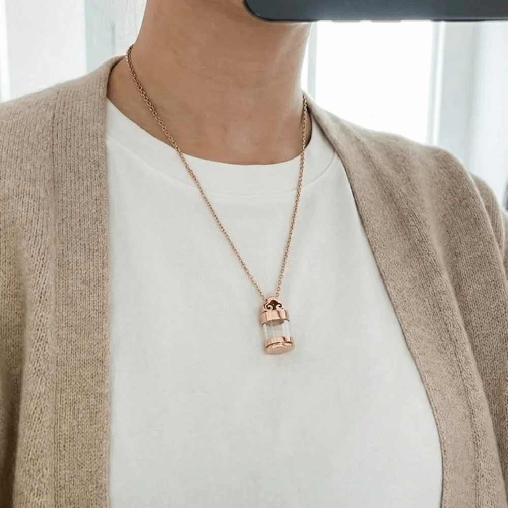 Transparent Pet Urn Ashes Necklace Hollow Fillable Steel Chain Bottle Necklaces Decorative Pet Ashes Bottle Remembrance