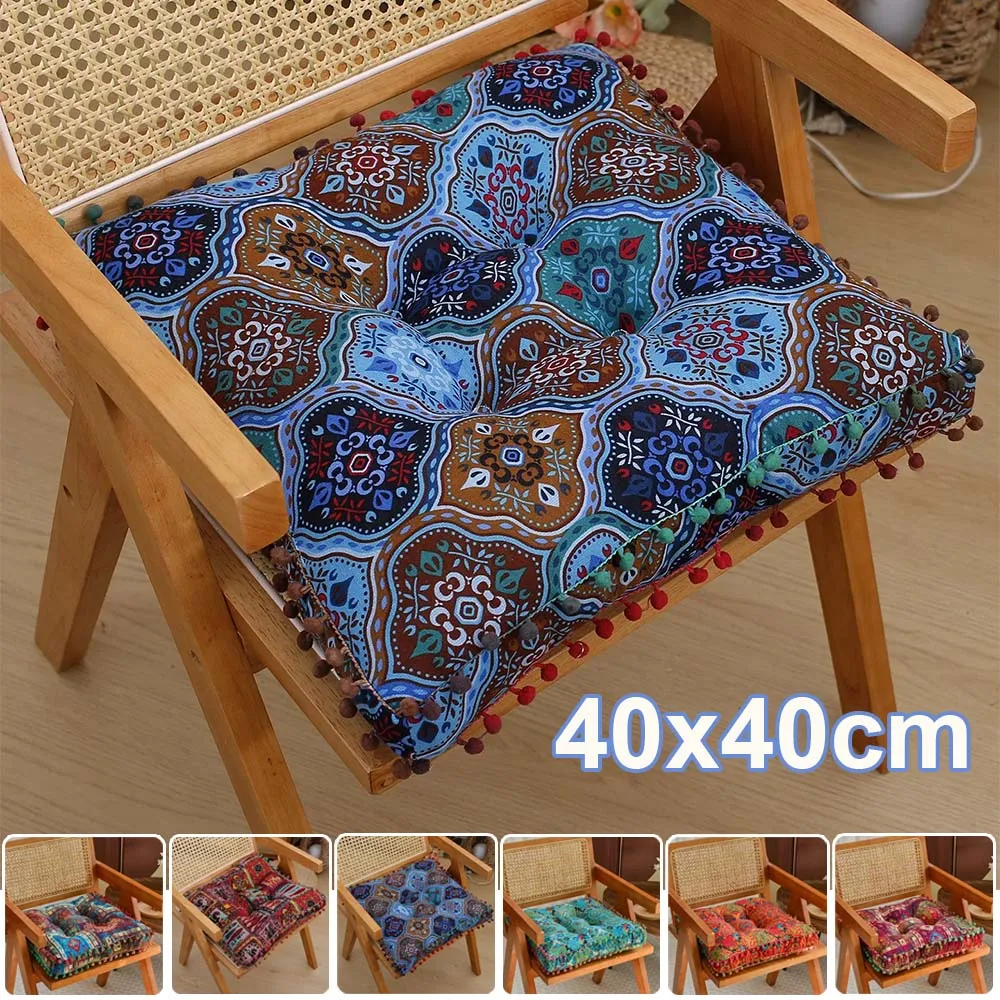

Hot Sale Bohemian Ethnic Style Cushion 40x40cm Thick Cotton Linen Chair Seat Pad Meditation Pad Living Room Bedroom Home Cushion