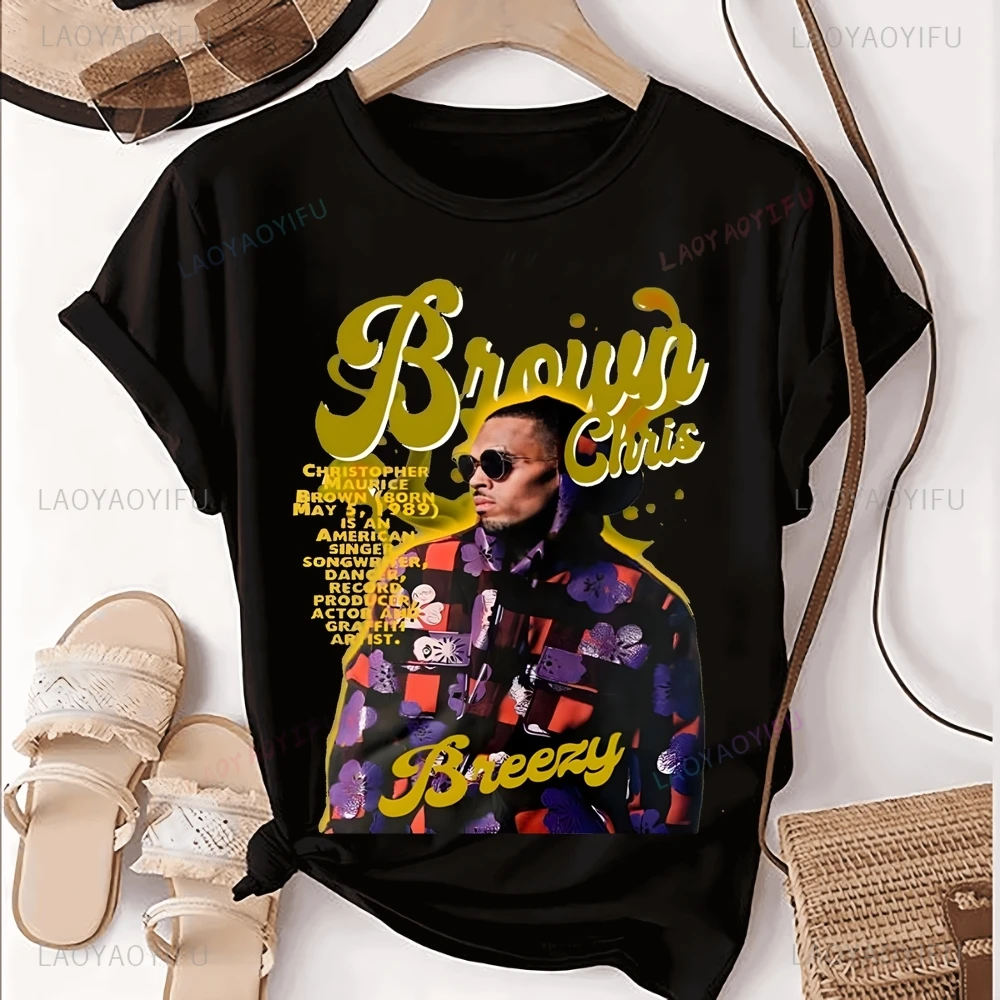 Vintage CHRIS BROWN Rapper Printed T-shirt Top CHRIS BROWN Trend Harajuku Short Sleeve Unisex Shirt Graphic Oversized T-shirt