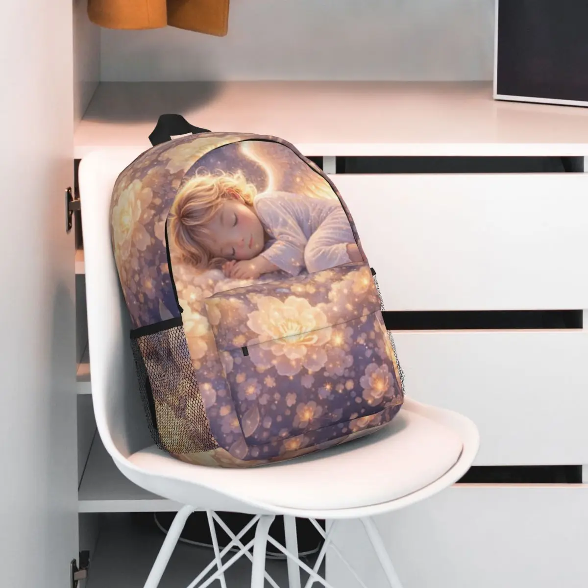 Angel Sleeping In Cloud Design Backpack Student BookBag Kids School Bag Laptop Shoulder Bags for Boys Girls