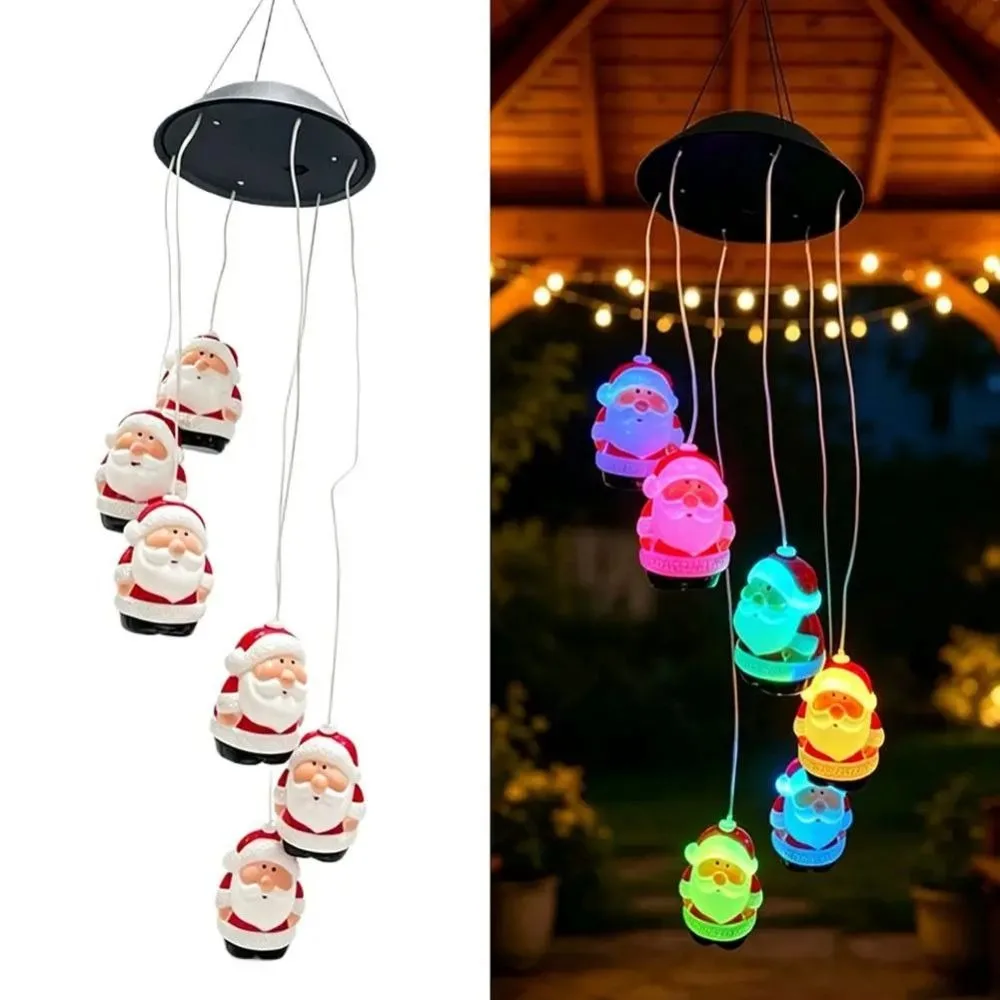 Creative Star Wind Chime Light Santa Claus Oval Colorful Wind Chime Light Decoration IP65 Solar Decorative Lamp Windows
