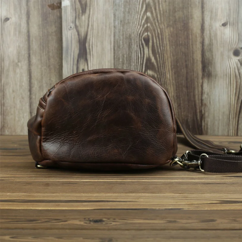 Imagem -03 - Mochila Triangular de Couro Genuíno para Homens e Mulheres Malas de Viagem Casuais Exclusivas para Ipad Pequenos Bolsas Portáteis para Homem e Mulher