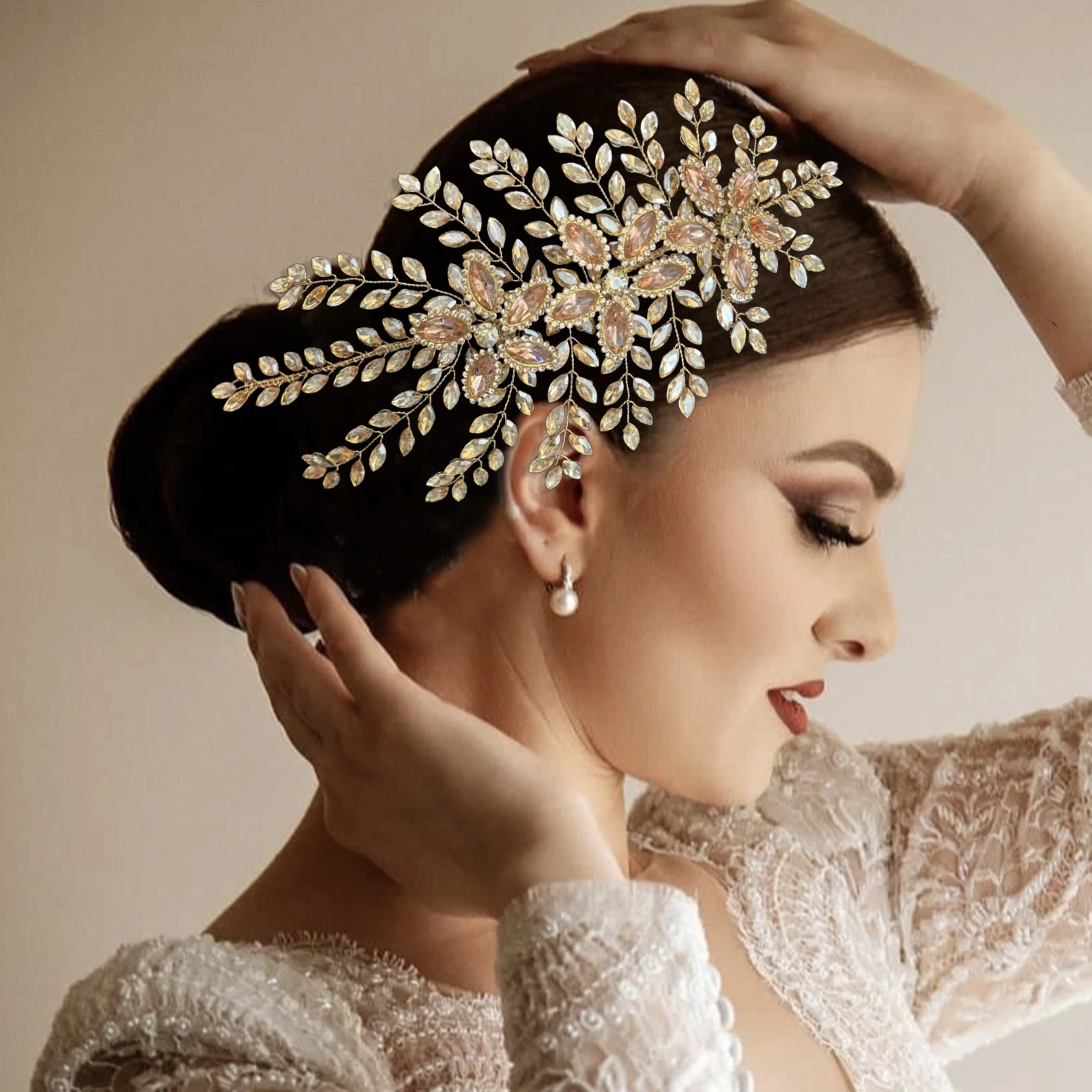 

FS012 Champagne Crystal Bride Headband Party Headdress Bridal Headwear Rhinestone Wedding Hair Accessories Ballroom Jewelry