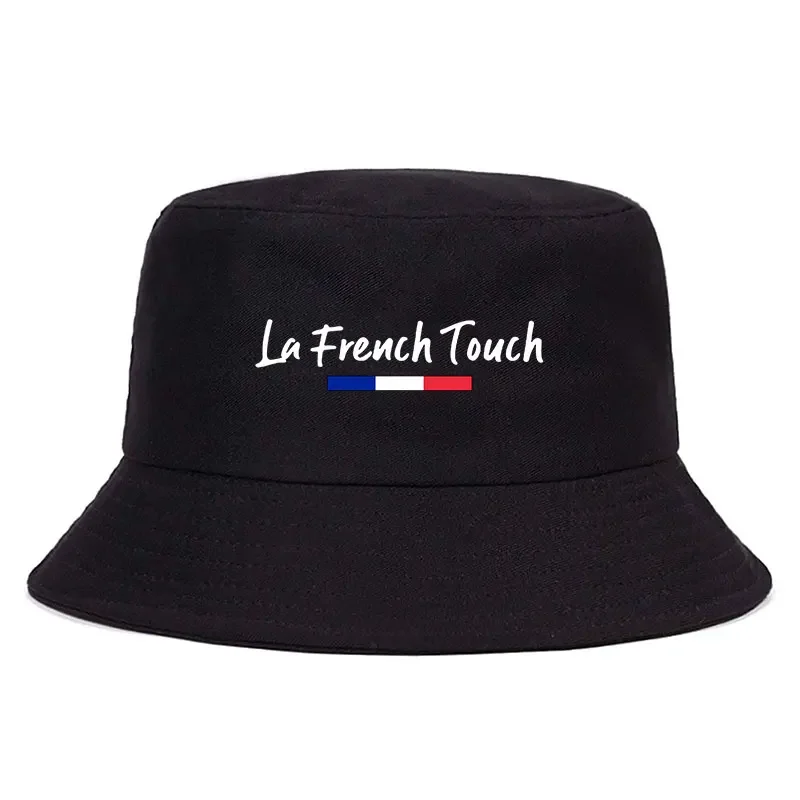 La French Touch Reversible Bucket Hat Woman Man Outdoor Sports Sun Beach Fisherman Cap Girl Boy Daily Solid Color Panama Hat Bob