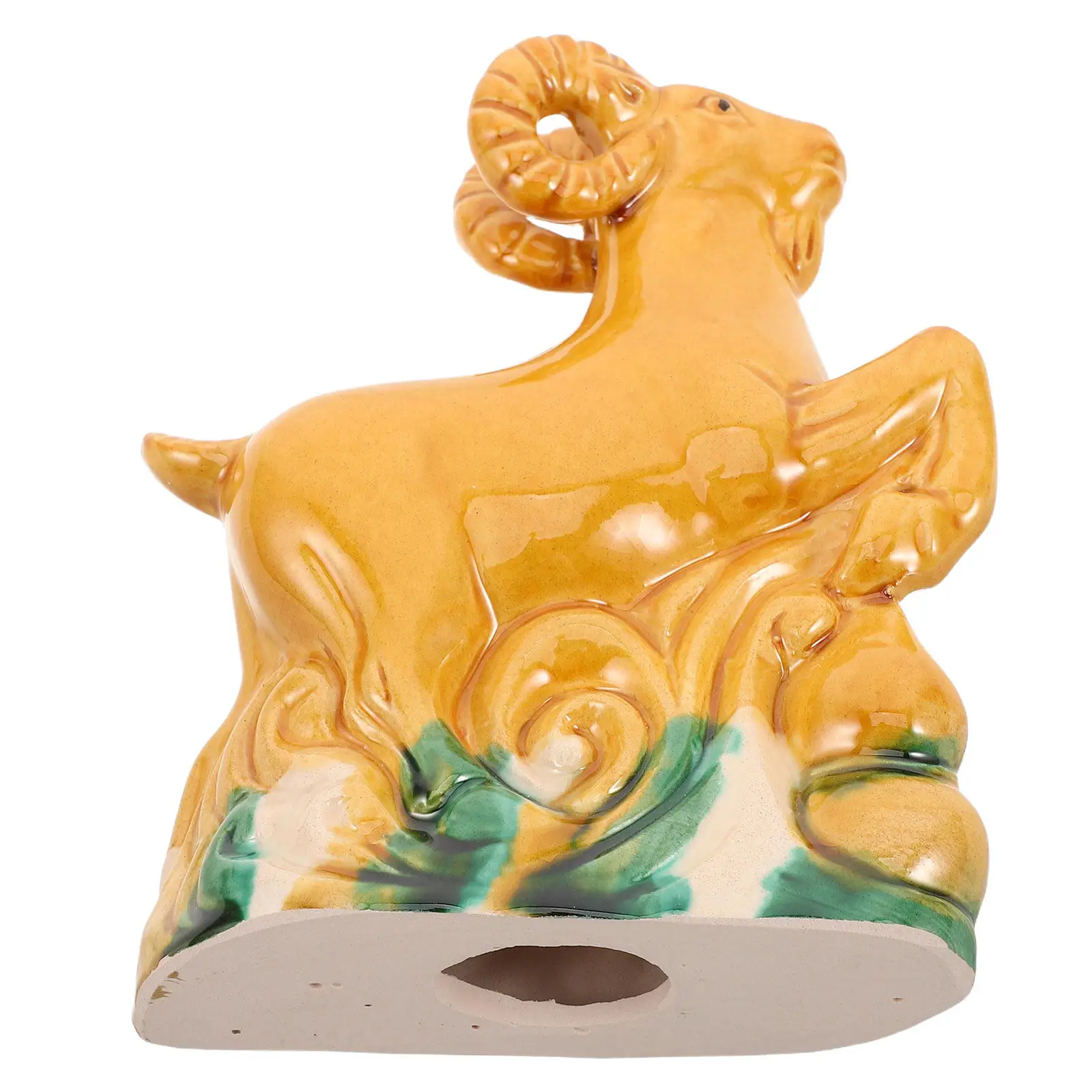 Chinese Zodiac Goat Sculpture Traditional Sancai Ceramic Feng Shui New Year 2027 Lucky Sheep Prosperity Desk Ornament Home Decor
