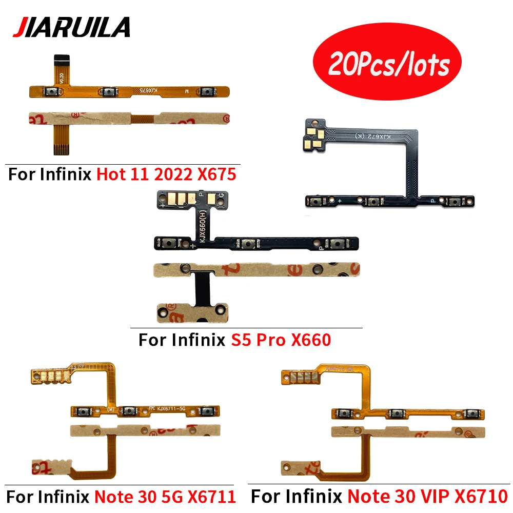 

20 шт., для Infinix Hot 9 10 11 20 30i Note 10 12 Vip 30 30I S5 Pro Zero 20 30 Переключатель включения и выключения звука Кнопка регулировки громкости