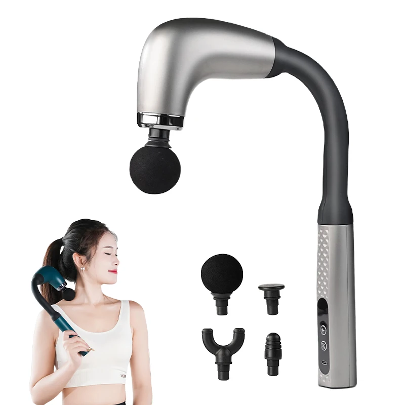 

U-shaped long handle deep tissue nape massager handheld four-head massage vibrating rod massager hammer