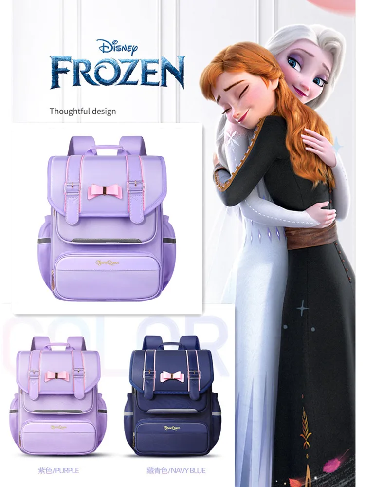 2022 Disney New Frozen School Bag For Girls Primary Student Shoulder Orthopedic Backpack Elsa Grade 1-5 Large Capacity Mochila