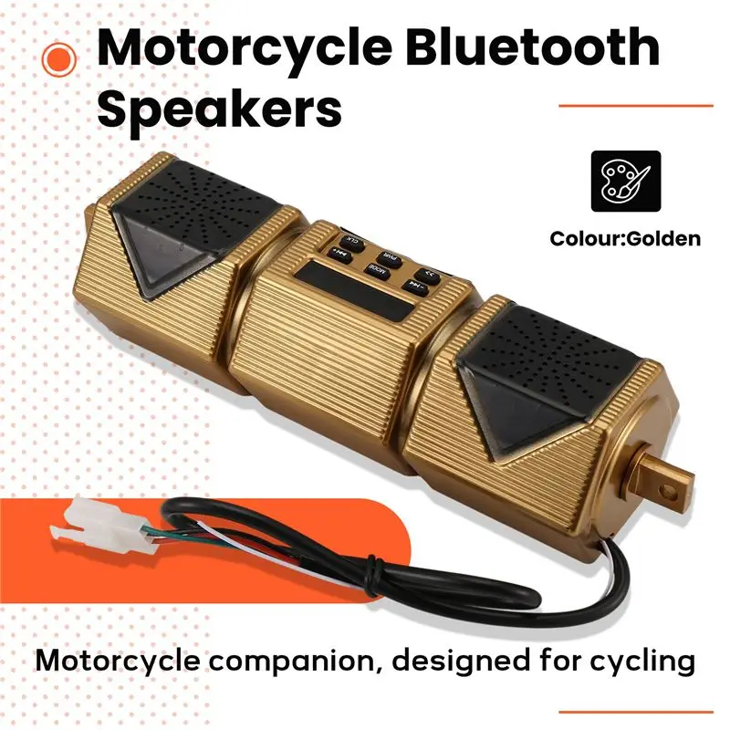 A56P-Motorcycle MP3 Player Handlebar Speaker Bluetooth Music FM Radio Waterproof Adjustable Bracket Bike Audio Stereo 12V
