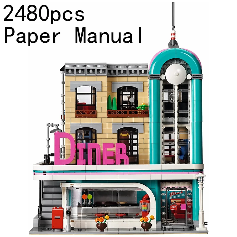 2480 Stuks Downtown Diner Bouwsteen Speelgoed Bouwmodel Bakstenen Compatibel Met Set 10260 Volwassenen Verjaardag Kerstcadeau