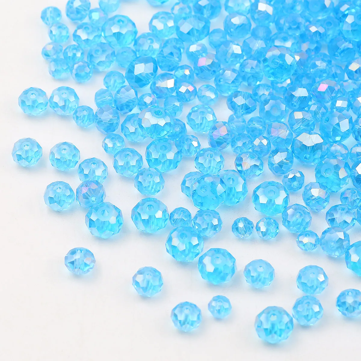 Lake Blue Faceted Flat Round Austrian Crystal Loose Spacers Beads For Jewelry Making DIY Charms Accessories 20-200pcs 2-10mm