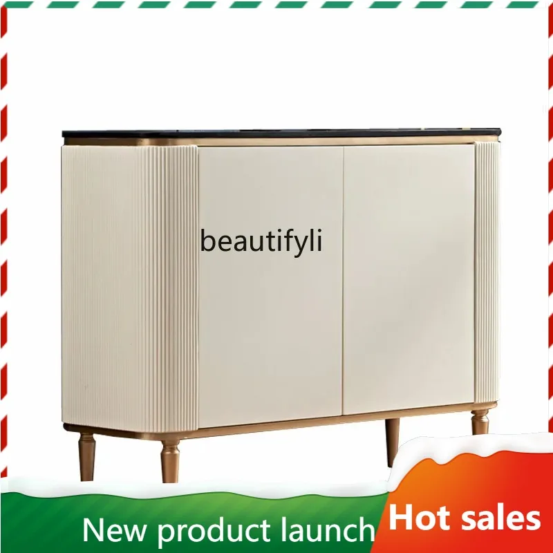 

F56 Marble Entryway Cabinet Light Luxury Living Room Furniture Entrance Hallway Solid Wood Sideboard