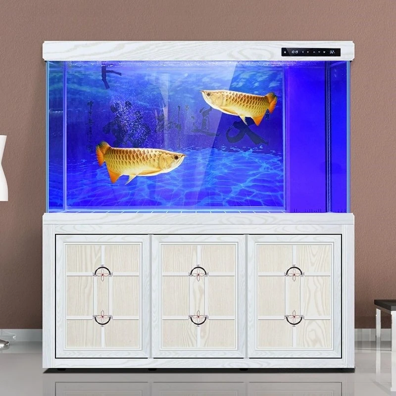 

Fish tank, aquarium, living room, ecological household, medium and large bottom filter, ultra-white glass partition