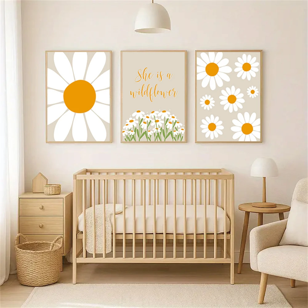 

Cute Wildflowers Daisy Wall Art Canvas Painting Bohemia Floral Posters And Prints Nursery Nordic Wall Pictures Kids Room Decor