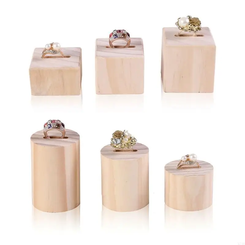 

3Pcs Jewelry Accessories Round Square Ring Bearer Desktop Elegant Display Stand
