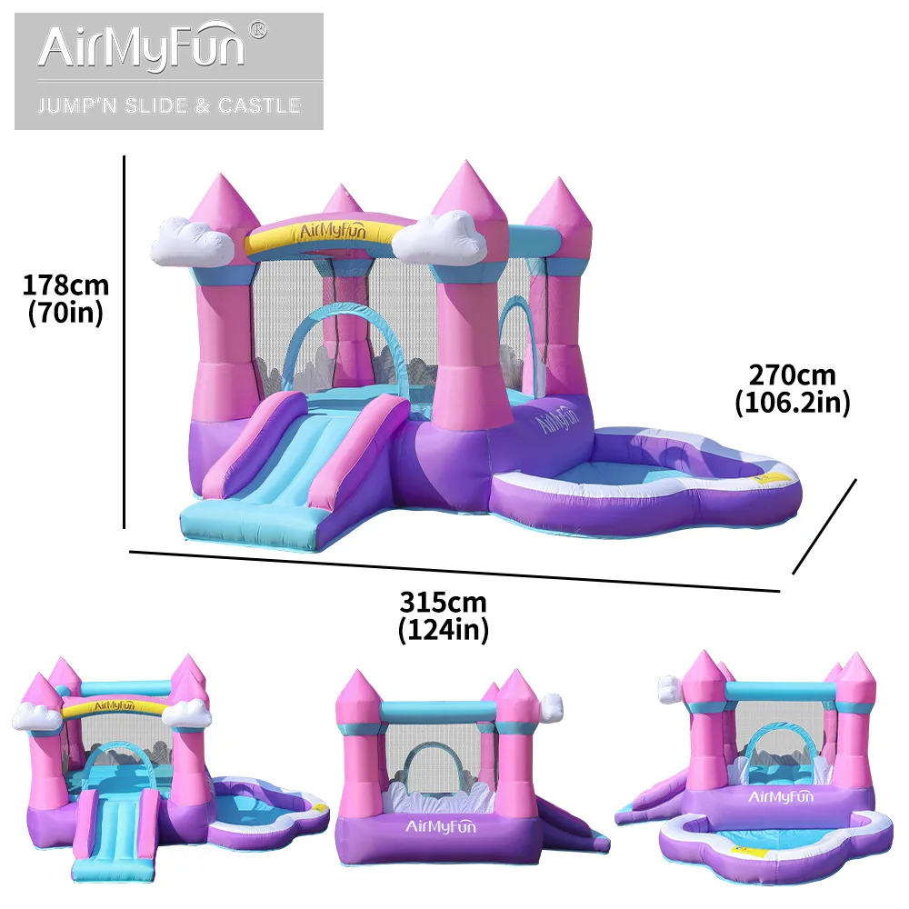 AMF-casa de boucy inflable, Mini casa de rebote de 2,7x3,1x1,8 m, Castillo de salto, incluye piscina de bolas con soplador, regalo de cumpleaños para niños