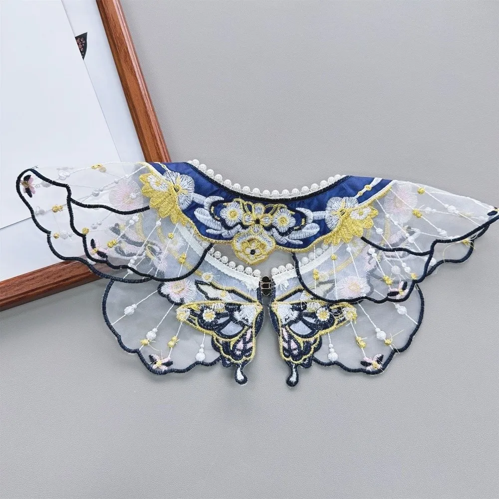 Embroidery Decoration Hanfu Shawl Detachable Collar Handmade False Floral Collar Traditional Style Butterfly Embroidery