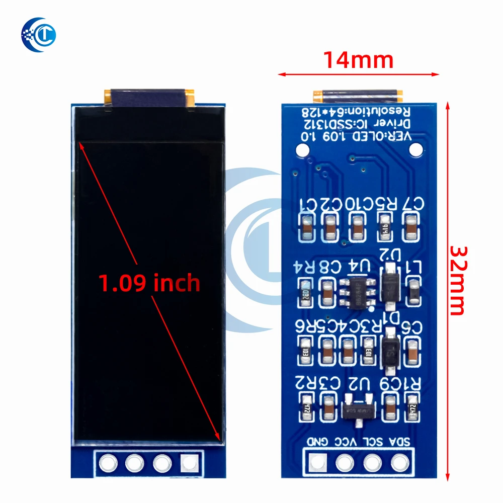 Tela OLED de 1,09 polegadas OLED de 1,1 polegadas SSD1312 64X128 display 12864 IIC para arduino