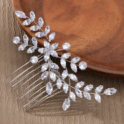 New Sparkling Zirconia Crystal Hair Comb For Women Alloy Flower Hairpin Headpiece Hair Accessories  Classic Hair Clips As Gifts