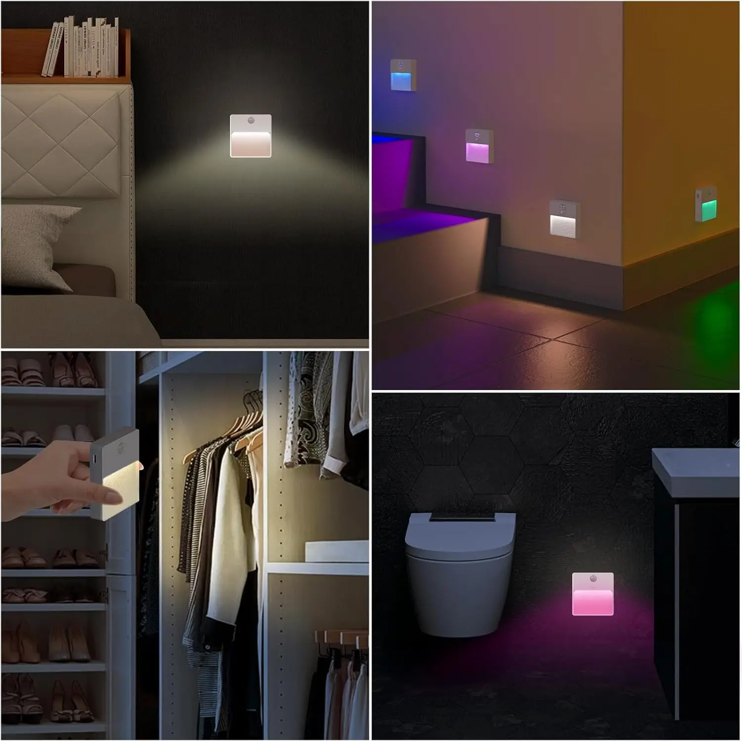 Lampada da notte a LED RGB Xiaomi con sensore di movimento Lampada da parete ricaricabile USB LED wireless per illuminazione da cucina per scale per armadietti da camera da letto