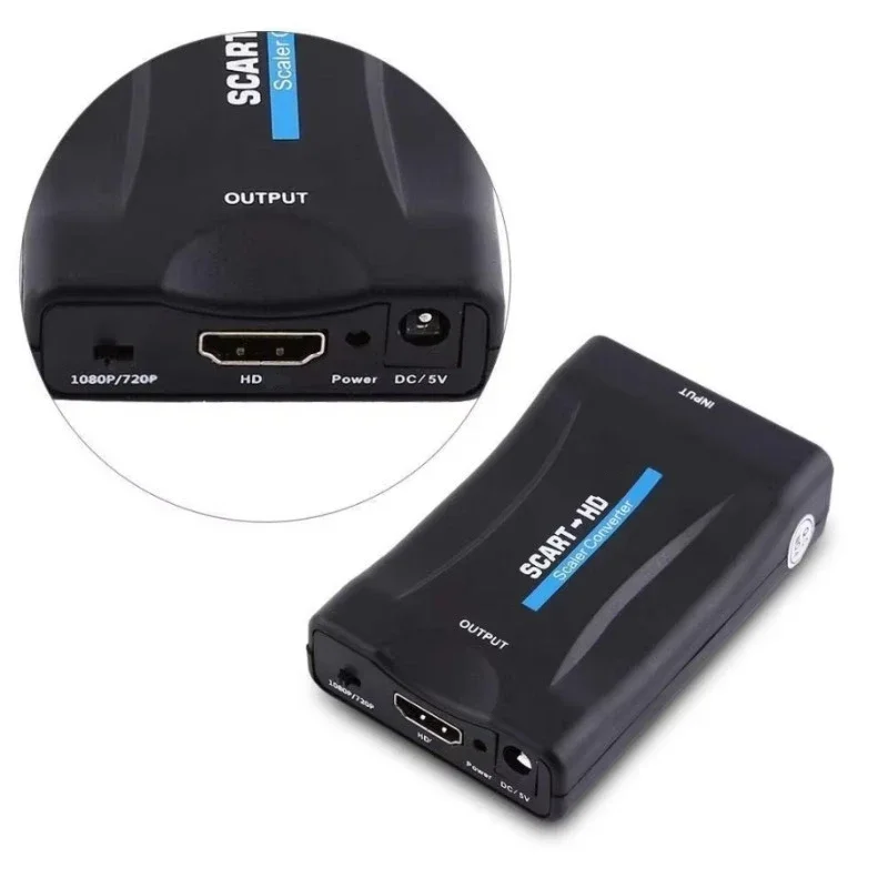 1080P SCART to HD Audio Video Converter Adapter USB Cable Powered for STB Sky Box CRT Equipment