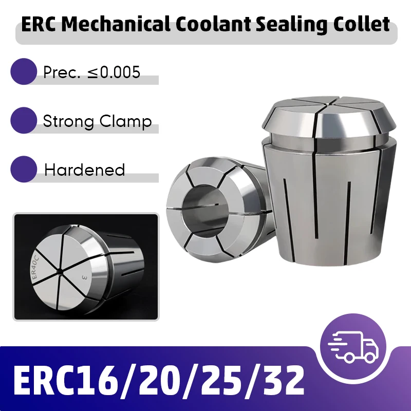ERC Coolant Sealed Collet ERC16/20/25/32, 3-20mm, ≤0.005 High Precision, Internal Coolant, Wear Resistant for CNC Milling Chuck