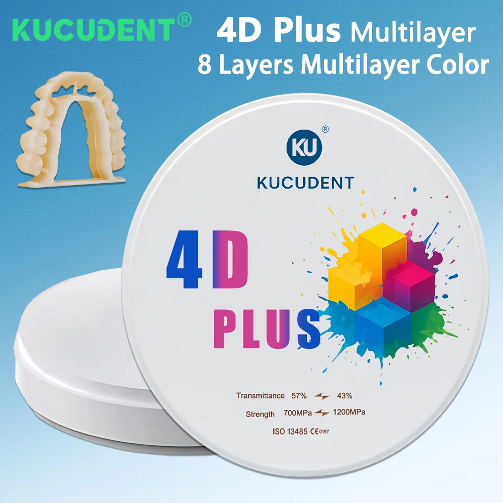 

4D Plus Multilayer Zirconia Block Disc 8 Layer Open System for Dental Lab CAD/CAM Materials 98mm Color A1/A2/A3 Dentistry Tool