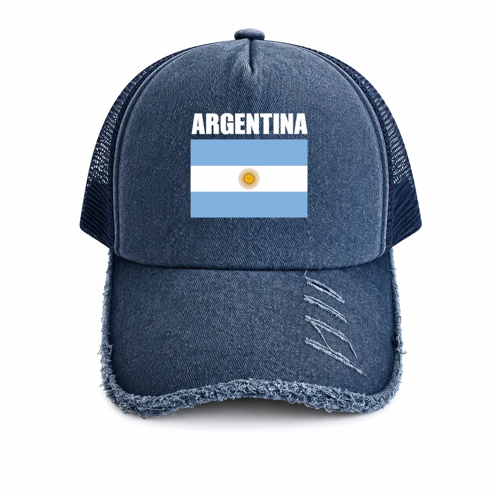 Gorra de Béisbol Estilo Trucker de Argentina, Diseño Desgastado, Ajustable, con la Bandera de Argentina, Regalo, HM-018