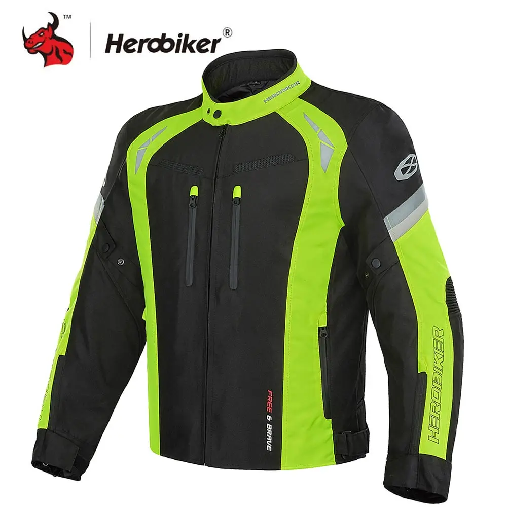 Motorrad jacke grün wasserdichte Motocross-Kleidung verschleiß feste Anti-Fall-Motorrad ausrüstung reflektieren der Herren-Biker mantel