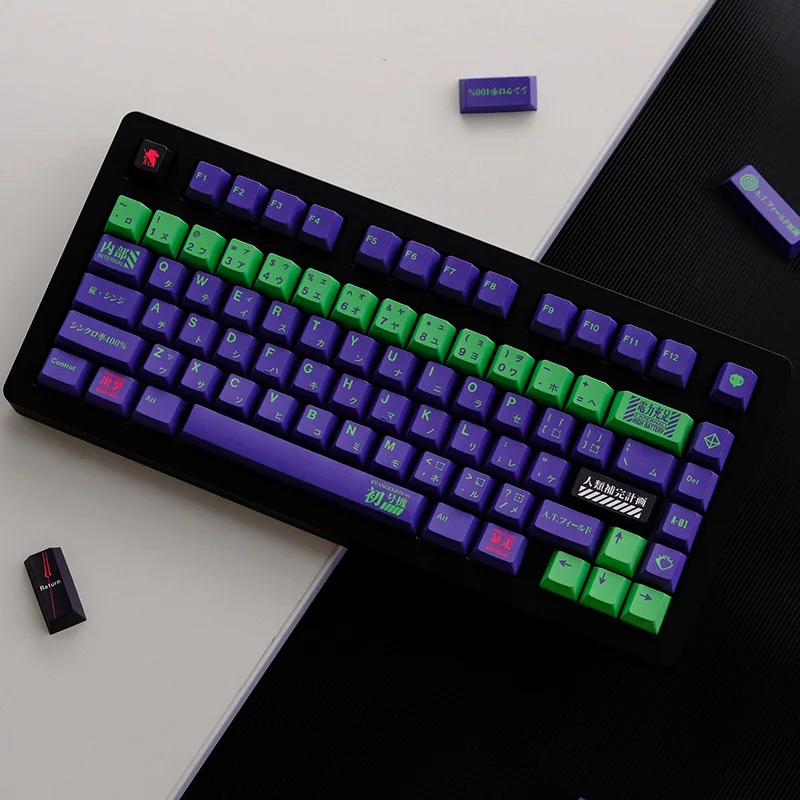 

EVA NO.1 Keycaps Japanese Anime Mech 129 Keys PBT Keycaps DYE-SUB Cherry Profile For Cherry MX Switch Mechanical Keyboard