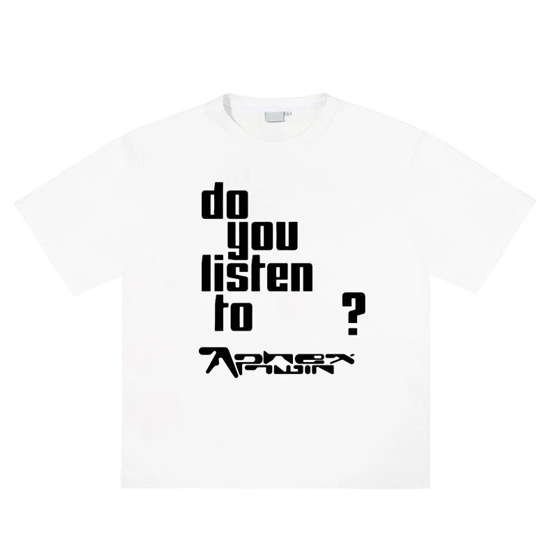 

men's tshirt korean fashion aesthetics cotton aphex double-letter printed short-sleeved top y2k streetwear harajuku loose tshirt