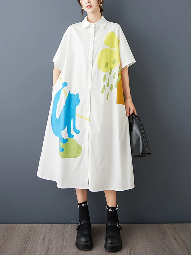 فستان قميص نسائي مرقع من NYFS لصيف 2025 فستان كوري بأكمام قصيرة رداء Elbise Pint للسيدات #3