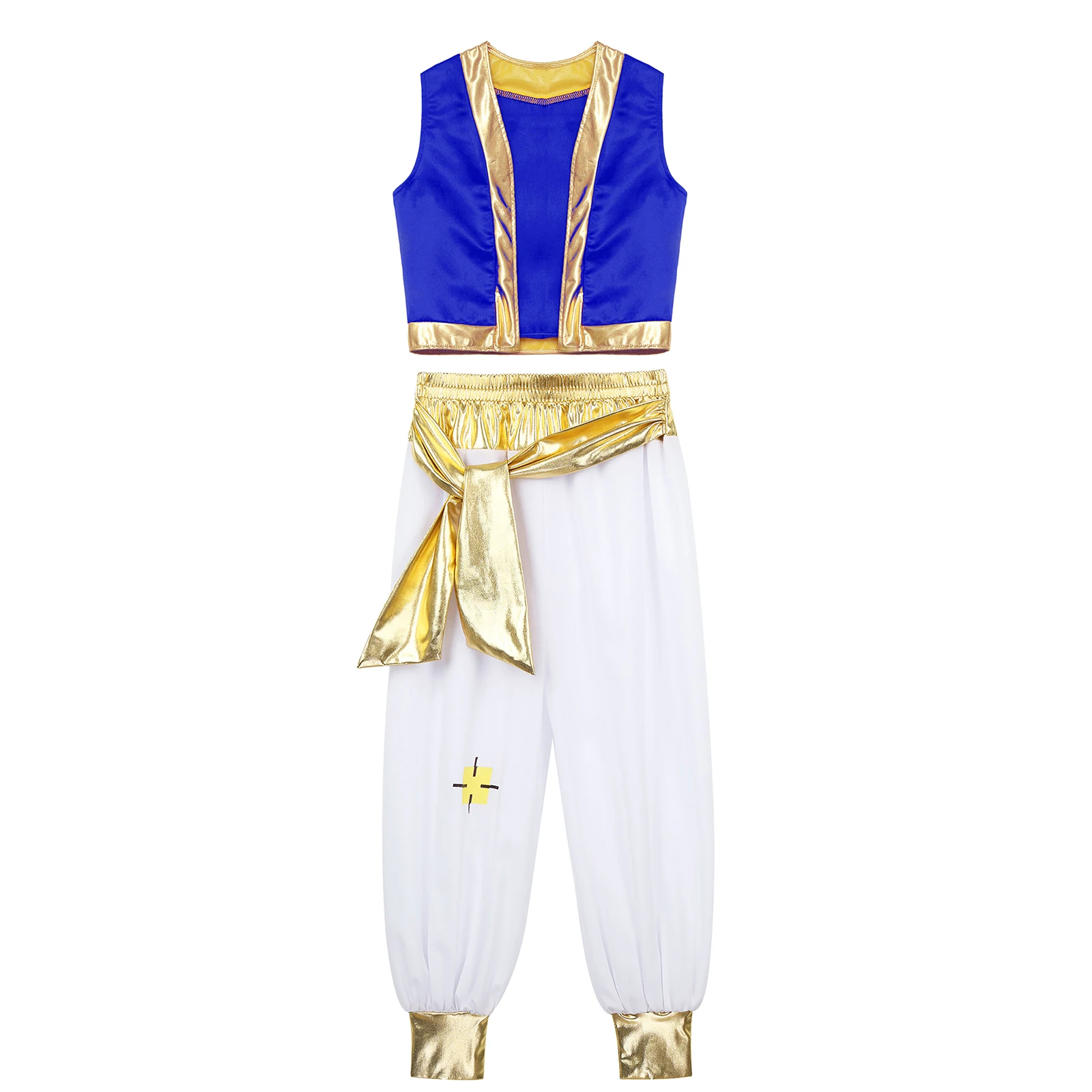 Boys Aladin Costume Arabian Prince Cosplay Dress Up Vest Waistcoat Harem Pants Suit for Halloween Carnival Stage Performance