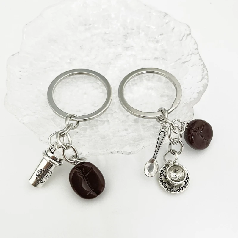 1pc Trendy Spoon Coffee Beans Keychain for Women with Cute Charm, Decorative Accessory for Keys, Bags & Backpacks New Year Gift